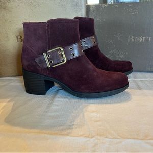 Burgundy Buckle Born Booties